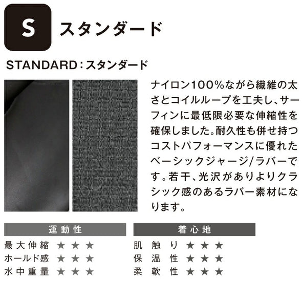 3mm x 3mm フルスーツ バックジップ STANDARD 【ニューカット ジャージ＆ラバーモデル】